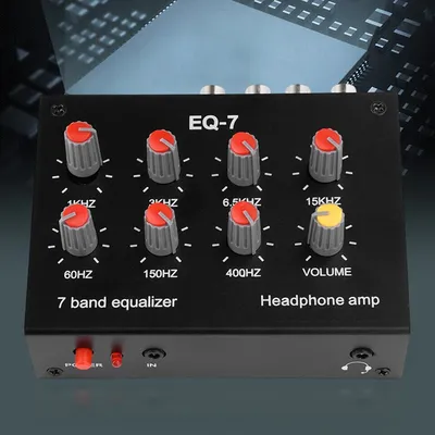 DC5V-12V Audio EQ-7 Audio Signal Preamplifier 7 Band Equalizer Adjust High School Bass Sound Phone