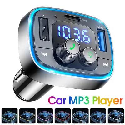 Bluetooth Car Adapter AUX Wireless FM Radio Transmitter, Handsfree Calling MP3 Music Player, QC3.0