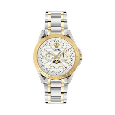 Versace V-Galaxy Moonphase Watch, 43mm - White/Two Tone