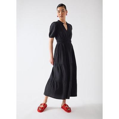 Felicity Spring Navy Gather Detail Cotton Dress, Navy