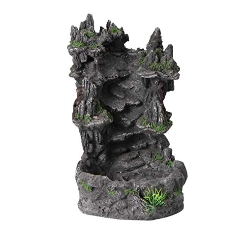 Yalych Fish Tank Aquarium Ornament - Resin Waterfall Landscape Craft Safe Vivid Moss Rockery Fish Tank Rockery Aquarium Ornament for Underwater Decoration Display Fish tank decoration