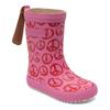 Gummistiefel BISGAARD "fashion Weite: normal", Kinder, Gr. 34, peace on earth pinky, Gummi, gemustert, casual, Schuhe, Matschstiefel mit Print, Größenschablone zum Download