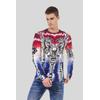 T-Shirt CIPO & BAXX "Sweatshirts", Herren, Gr. S, rot, blau, 50% Baumwolle;50% Polyester, gemustert, casual, regular fit, Rundhals, Langarm, Shirts, mit Print und Farbverlauf