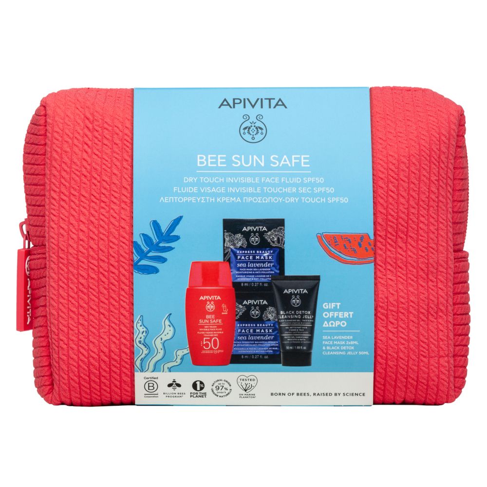 Apivita Set Fluido Viso Dry Touch - SPF 50 + Maschera Idratante e Anti
