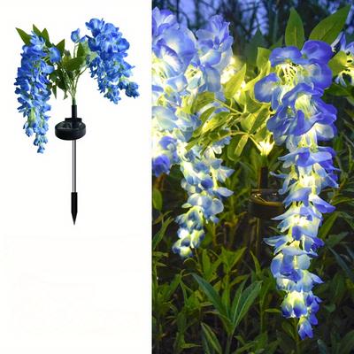 TEMU 1pc Solar Simulation Wisteria Flower Light, Outdoor Plug-in Ground Lamp, Solar Lawn Lamp Garden Patio Decorative Lights, 52pcs Led Light Beads, 2 Lighting (normal Light + Blinking)