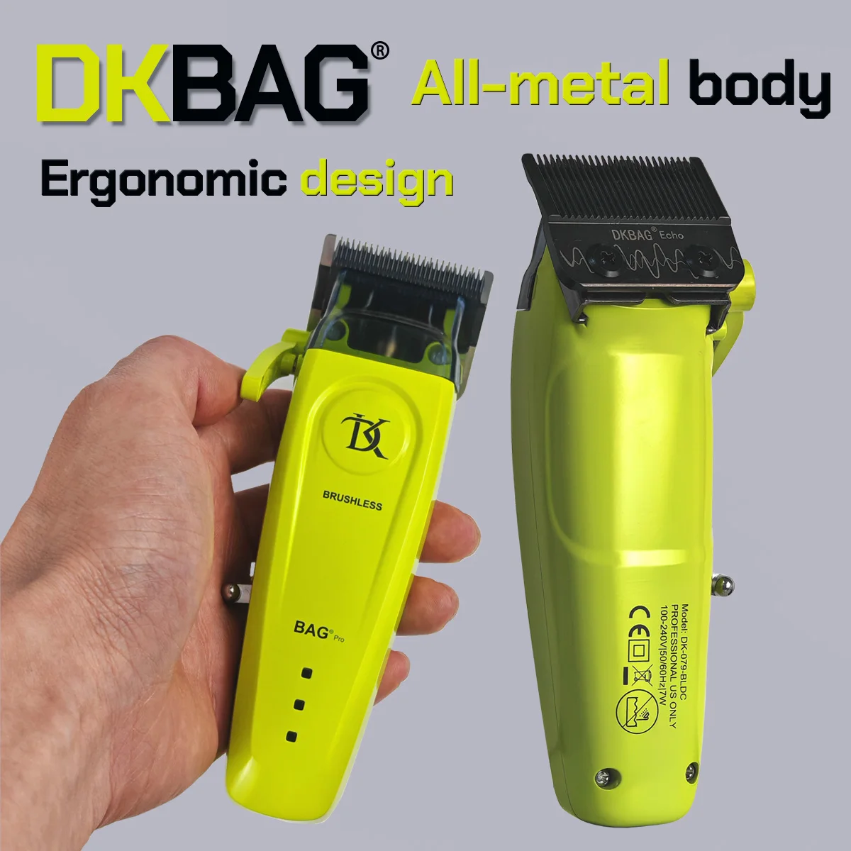 Professioneller bürstenloser Motor DK079, 7200 U/min, Ganzmetall-elektrischer Haarschneider, DLC FADE, Klingenladestation, 5 Einstellungen zusätzlich Image