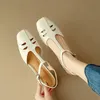 Neue Sommer Damen Sandalen Split Lederschuhe für Frauen Square Toe Chunky Heel Schuhe elegante Cover