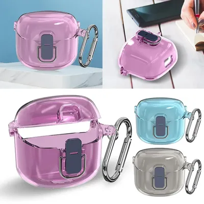 Kopfhörerhülle, Anti-Drop, harte PC-Schale, transparente Hülle, Ohrhörer-Haut-Abdeckung mit Karabiner für JBL Tune Flex 2023, kabellose Ohrhörer Image