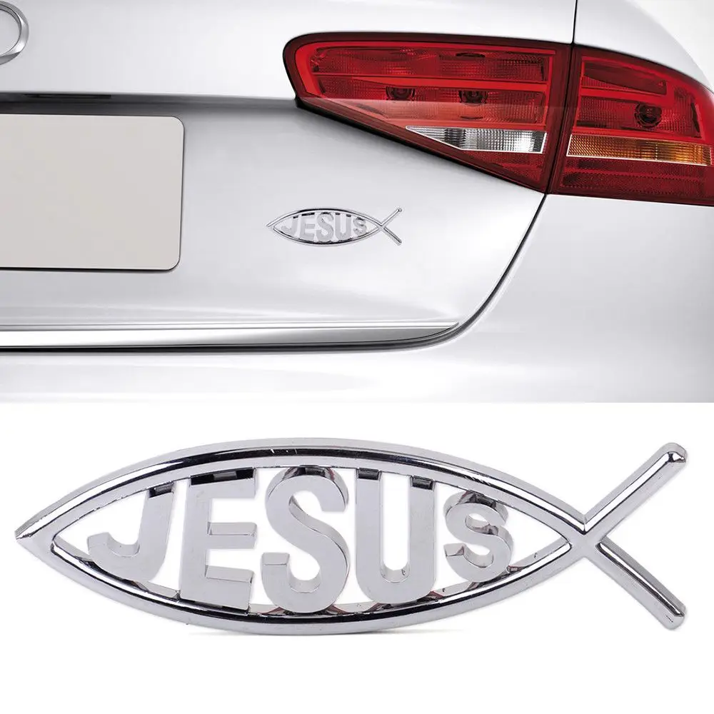 Neue 3d Christian Jesus Fisch Symbol Logo Auto Emblem Abzeichen Aufkleber Aufkleber Image