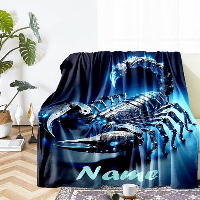 TEMU 1pc Customizable Mechanical Polyester Throw Blanket - Personalized Name, Soft And Cozy For Office, Travel, Camping, Home Decor, Ideal Christmas Gift Image