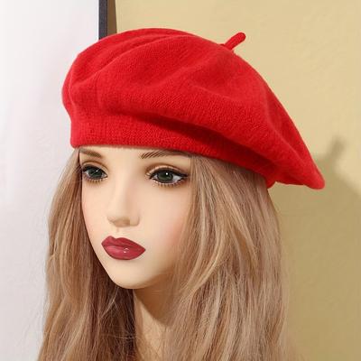 TEMU 1pc Elegant Women's Beret - Versatile , Style, Christmas Gifts, Lightweight & Non-stretch, In Black, Red, Orange, & Green, Holiday Beret | Classic Beret | Lightweight Ha Image
