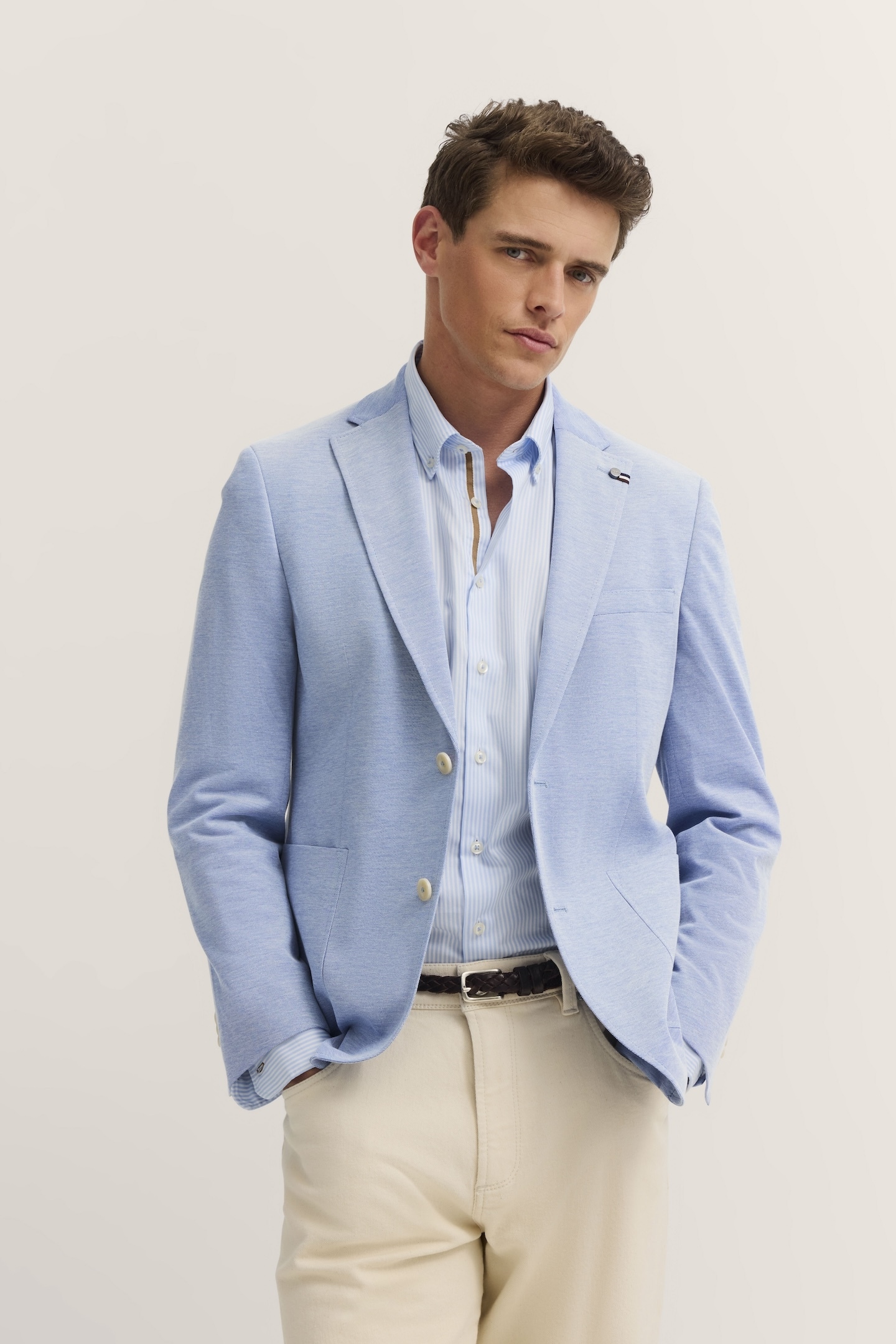 Sakko BUGATTI, Herren, Gr. 52, blau (340, blaugrau), 54% Baumwolle, 46% Polyester, unifarben, normal, Manschette, Sakkos Sakko, mit Reverskragen