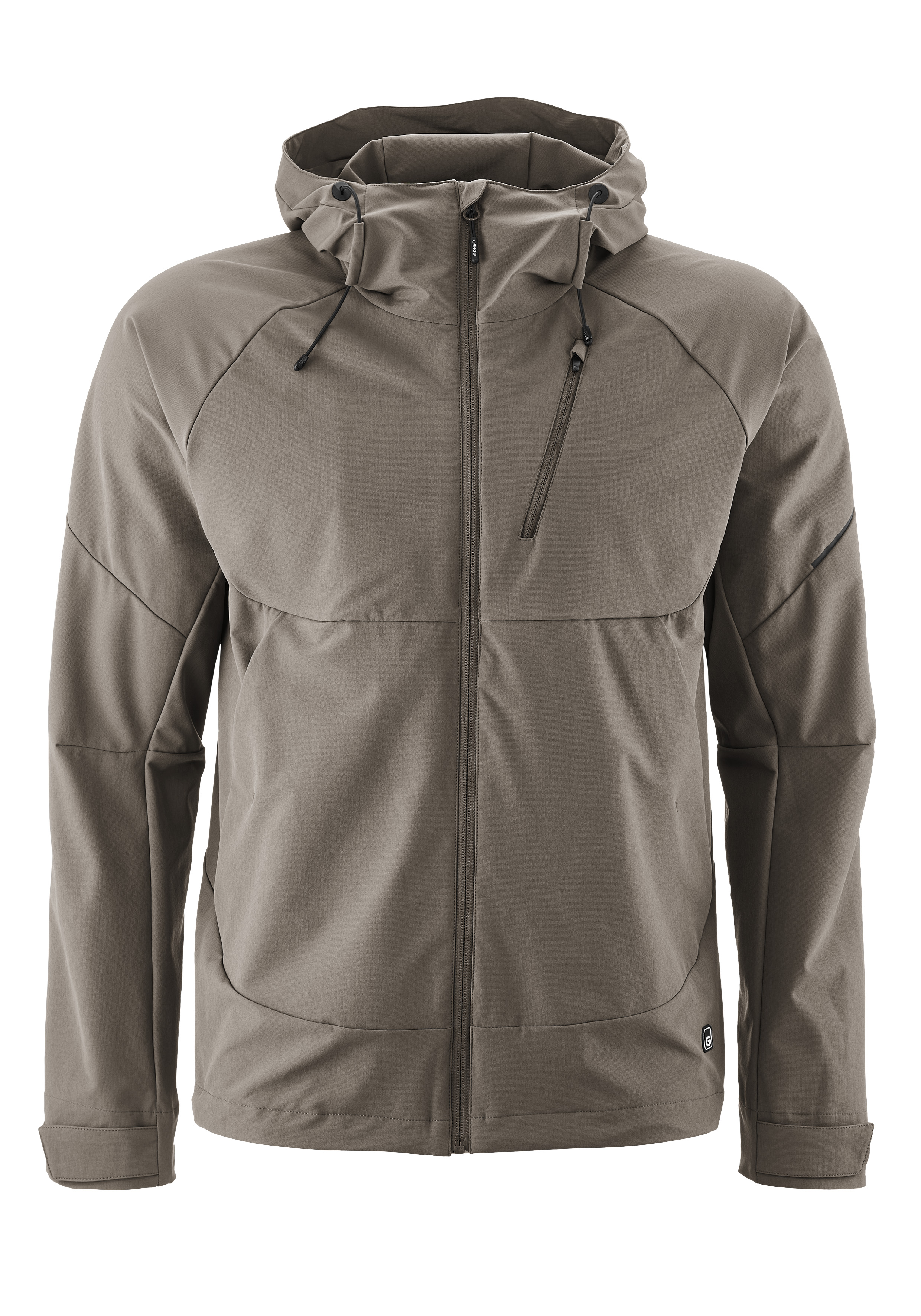 Fahrradjacke GONSO "Trail Jacket M", Herren, Gr. S, grau (terragrau), 90% Polyester (recycelt), 10% Elasthan, Rundhals, Jacken, robuste Herren Radjacke, windabweisende Funktionsjacke, Slim Fit Image