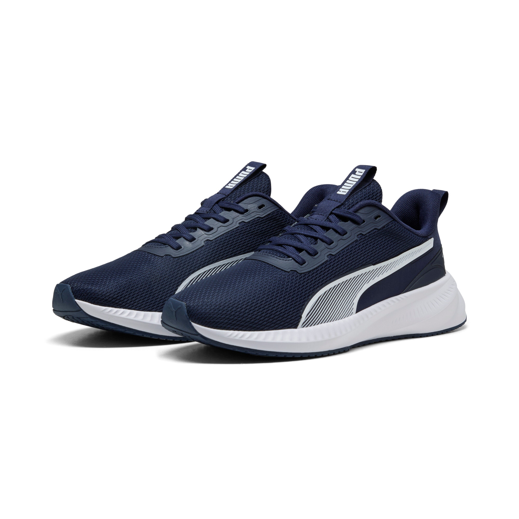 Laufschuh PUMA "FLYER LITE 3", Damen, Gr. 39, blau (puma navy, puma weiß), Textil, Schuhe Laufschuh