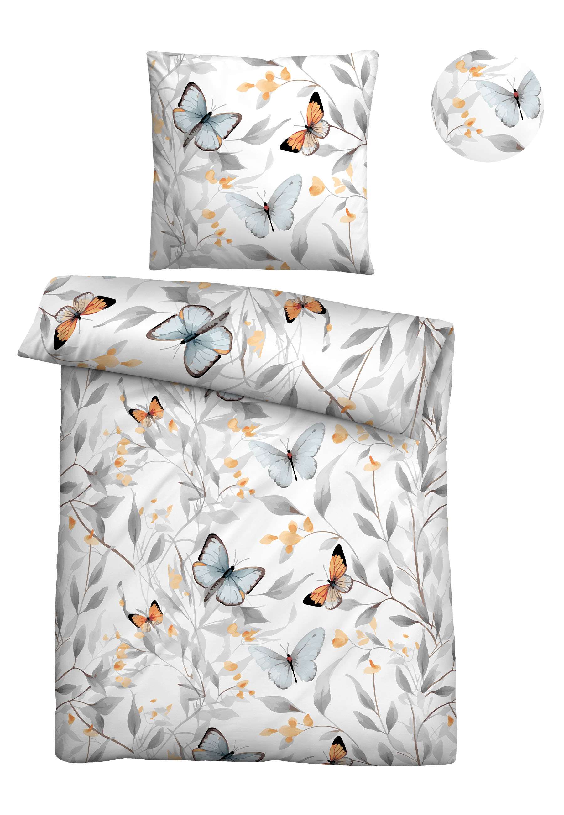 Bettwäsche BIBERNA "0474494", weiß, B/L: 155cm x 200cm, 1 Stk., 1 Stk., Lyocell, B/L: 80cm x 80cm, 2 Stk., Lyocell, Obermaterial: 100% Lyocell (TENCEL™), Bettwäsche, natürlicher Rohstoff, schnelltrocknend, angenehm weich, atmungsaktiv Image