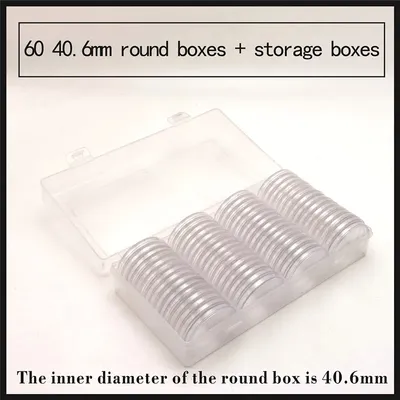 Contains 60 40.6MM round box commemorative coin collection box Statue of Liberty commemorative coin