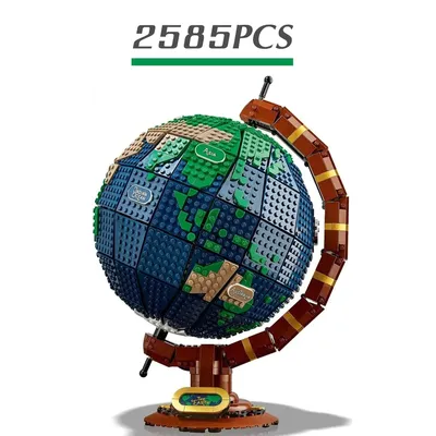 2585Pcs The Globe Creative Earth Model with Led Light Moc Bricks 21332 Building Blocks Ideas Sets
