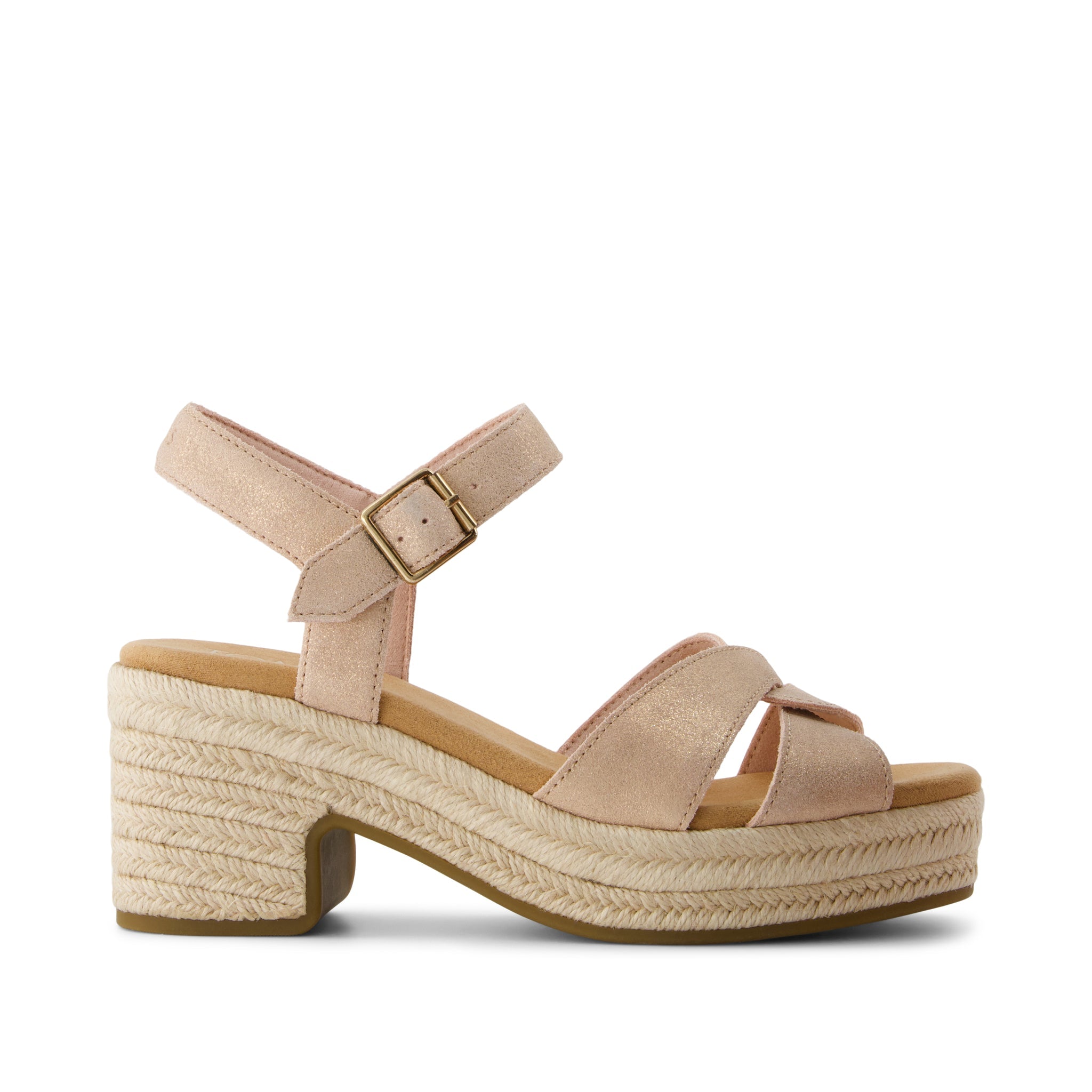 Women's Isla Heeled Sandal Pale Rose Metallic Suede Slip On | Pink | Size 11 | TOMS Official Site - Shoes, Accessories, & Apparel