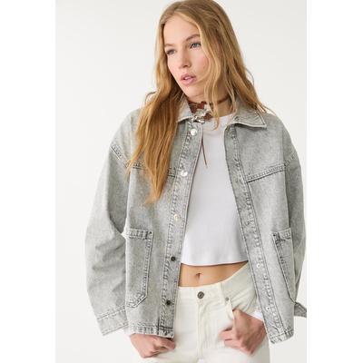 Stradivarius Denim jacket with pockets Overdyed blue XL