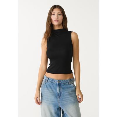 Stradivarius Basic fitted mock neck T-shirt Black S