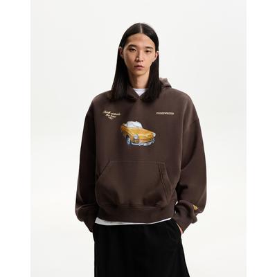 Bershka Volkswagen Boxy Fit Print Hoodie Men S Brown