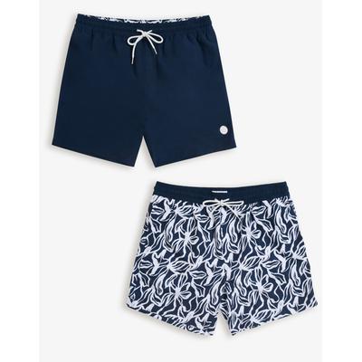 Threadbare Men's Navy Mix Swim Shorts (2 Pack)