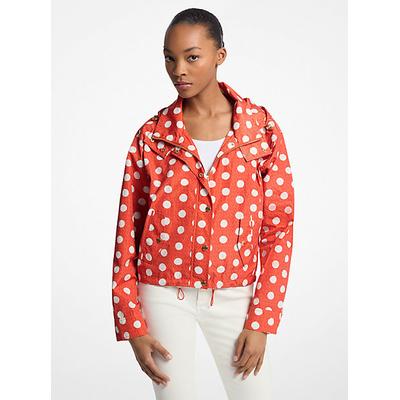 Michael Kors Polka Dot Signature Logo Ciré Jacket Red S