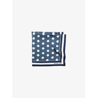 Michael Kors Polka Dot Signature Logo Satin Twill Scarf Blue One Size