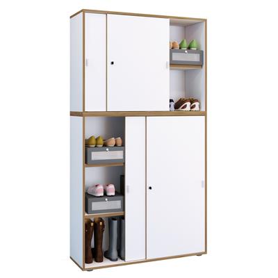 Aktenschrank VCM "VCM Holz Büroschrank Ordner Aktenschrank Büromöbel Schrank Salia 5-fach Breite 100 cm Schiebetüren" Gr. 100, weiß, B:100cm H:187cm T:37cm, Obermaterial: 100% Holz Wood., Schränke Image
