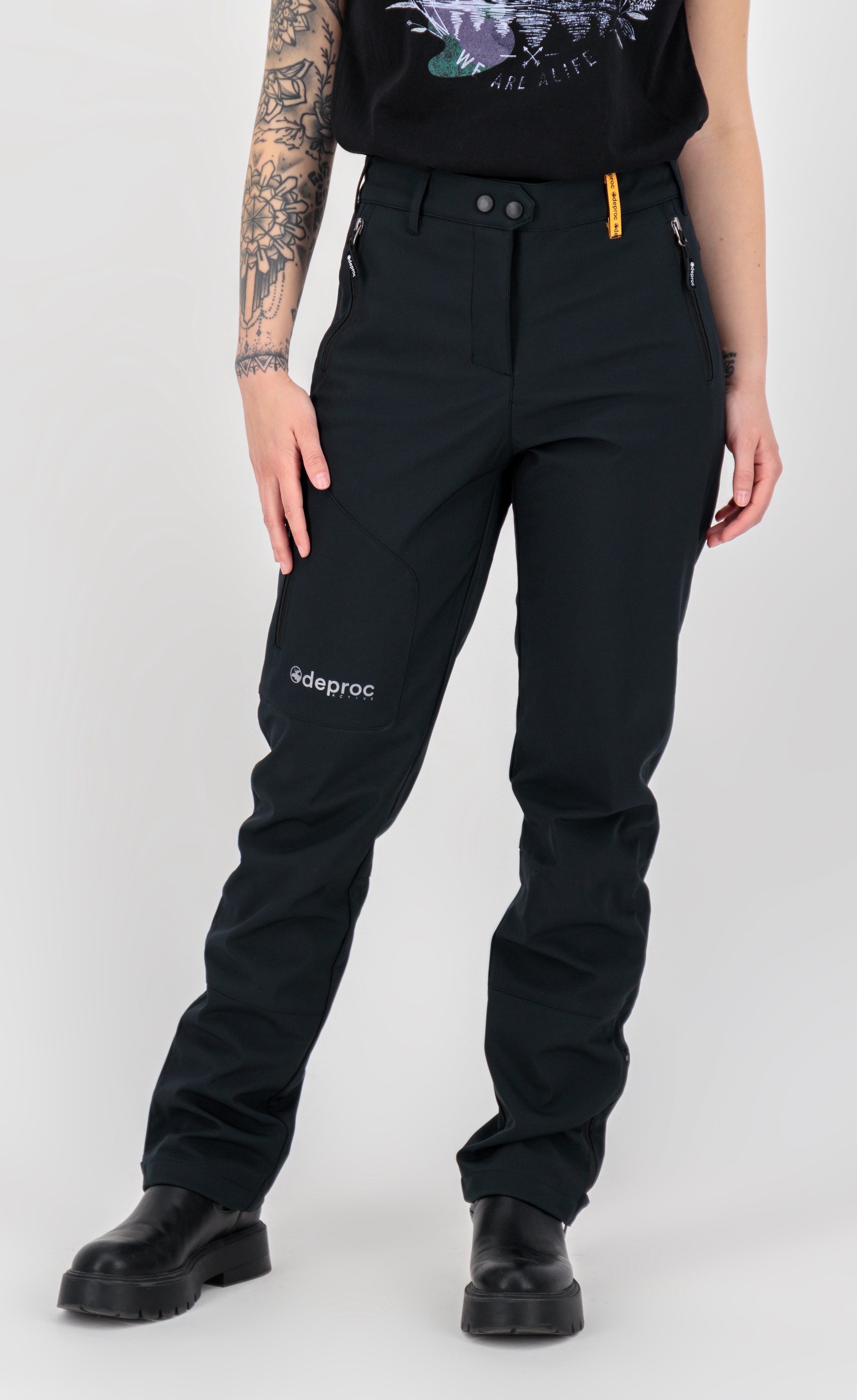 Softshellhose DEPROC ACTIVE "STERLING WOMEN", Damen, Gr. 21, Normalgrößen, schwarz, 96% Polyester; 4% Elastan mit TPU Membrane, Hosen Softshellhose, auch in Großen Größen erhältlich