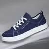 2025 neue blaue Herren-Casual-Leinwandschuhe zum Schnüren, flach, luxuriöses Design, rutschfeste Turnschuhe, Paar-Board-Schuhe, Übergröße 47/48 ﻿