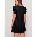 Damen Mini Kleid T-Shirt Kleid Tee Kleid Shift Kleid A Linie Kleid Einfarbig Puffärmel Kleid Freizeit Urlaub Alltag Reguläre Passform Grafik Kurzarm Rundhals Schwarz Rot Dunkelgrün Grün Sommer