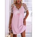 Damen Minikleid Casual kleid Etuikleid Personalisiert Stilvoll Modern Schmetterling Täglich Festtage Verabredung Lockere Passform Herz Kurzarm V Ausschnitt Weiß Rosa Sommer Herbst