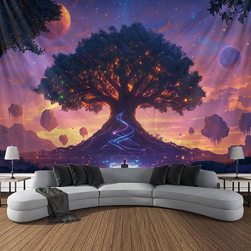 Mandala hängende Wandteppich Lebensbaum Wandkunst Großer Wandteppich Wanddekoration Foto Hintergrund Decke Vorhang Heim Schlafzimmer Wohnzimmer Dekoration Image