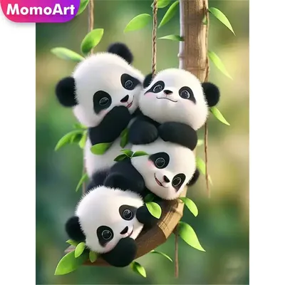 Momoart New Arrival Diamond Embroidery Panda Animal Full Square Round Painting Cartoon Rhinestones