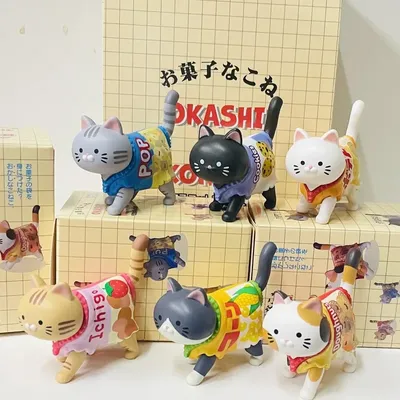 Snacks Cat Figure Gashapon Candy Food Packaging Bag Walking Kitten Kawaii Toy Halloween Decoration