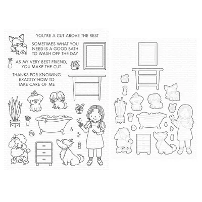 Pampered Pups Girl Clear Stamps Cutting Dies Scrapbooking for July 2023 New Paper Making Frames Card Set