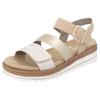 Keilsandalette REMONTE, Damen, Gr. 44, gold (beige, goldfarben), Lederimitat, casual, Schuhe, Keilabsatz, Sommerschuh, Sandale in veganer Verarbeitung