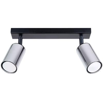 SOLLUX LIGHTING Deckenleuchte "Plafond WINX 2 schwarz/chrom", schwarz (schwarz, chrom), B:6cm H:18,5cm L:30cm, Lampen, einstellbarer Lichtstrahl, Deckenstrahler Image