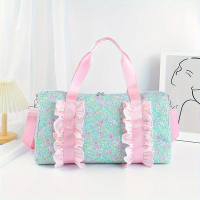 TEMU Chic Floral Weekend Bag - Lightweight & Comfortable Carry-on Luggage For Travel, Perfect Gift For Flower Lovers - Ideal For Commuting, Vacation & Back To School Image
