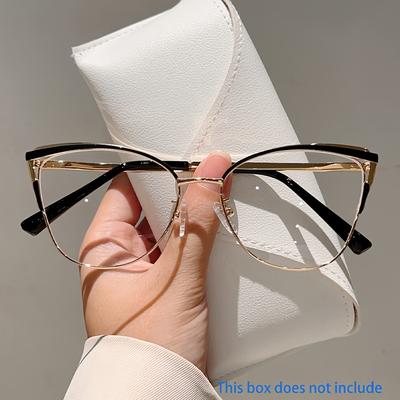 TEMU 1pc Women's Eye Shape Glasses, Elegant, Fashionable, Red, Pc (polycarbonate) Lens, Metal Frame, Full Rim, With Metal Hinge, For , Party Decoration Image