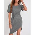 Robe Mini Femme Robe Portefeuille Robe T-Shirt Robe Tee Robe Unie Robe Bodycon Décontractée Vacances Travail Ville Ajustement Régulier Graphique Manches Courtes Col Rond Noir Blanc Vin Vert Été