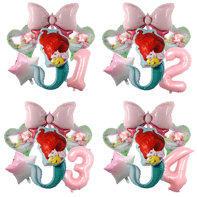 6 stücke Meerjungfrau Thema Luftballons rosa Zahl großen Bogen Folie Globos für Mädchen Baby party Geburtstags feier Dekoration liefert 2024 Image