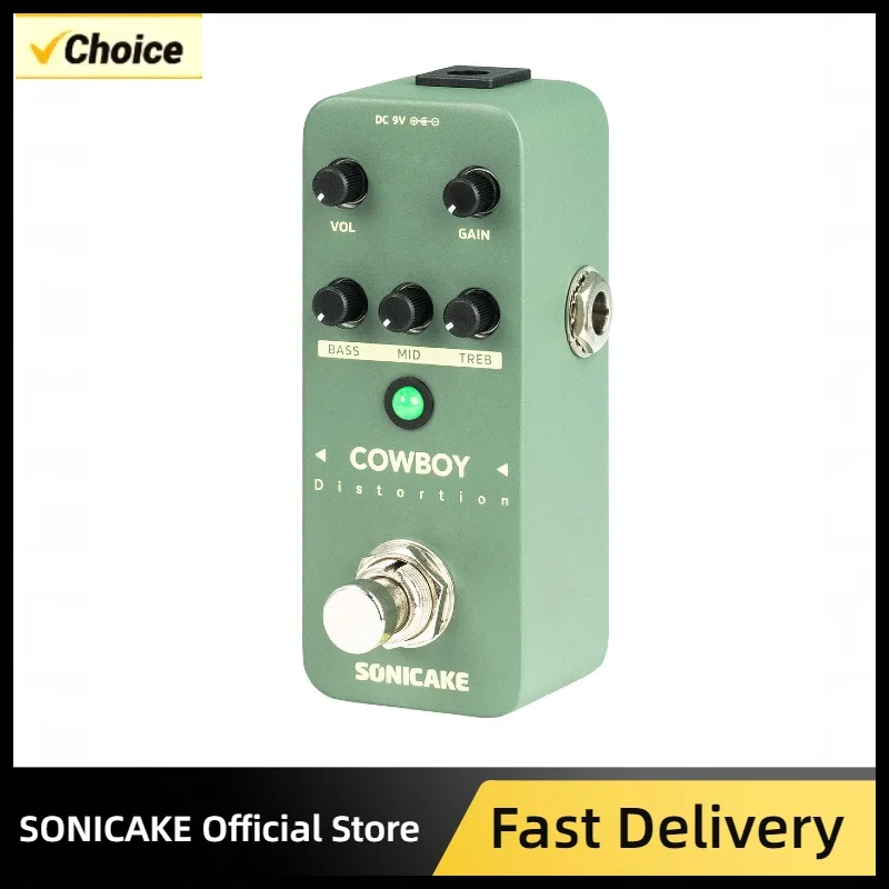 SONICAKE Cowboy Distortion High Gain Gitarreneffektpedal Zwei Modi Mittelfrequenz der Normalverzerrung QSS-25 Image