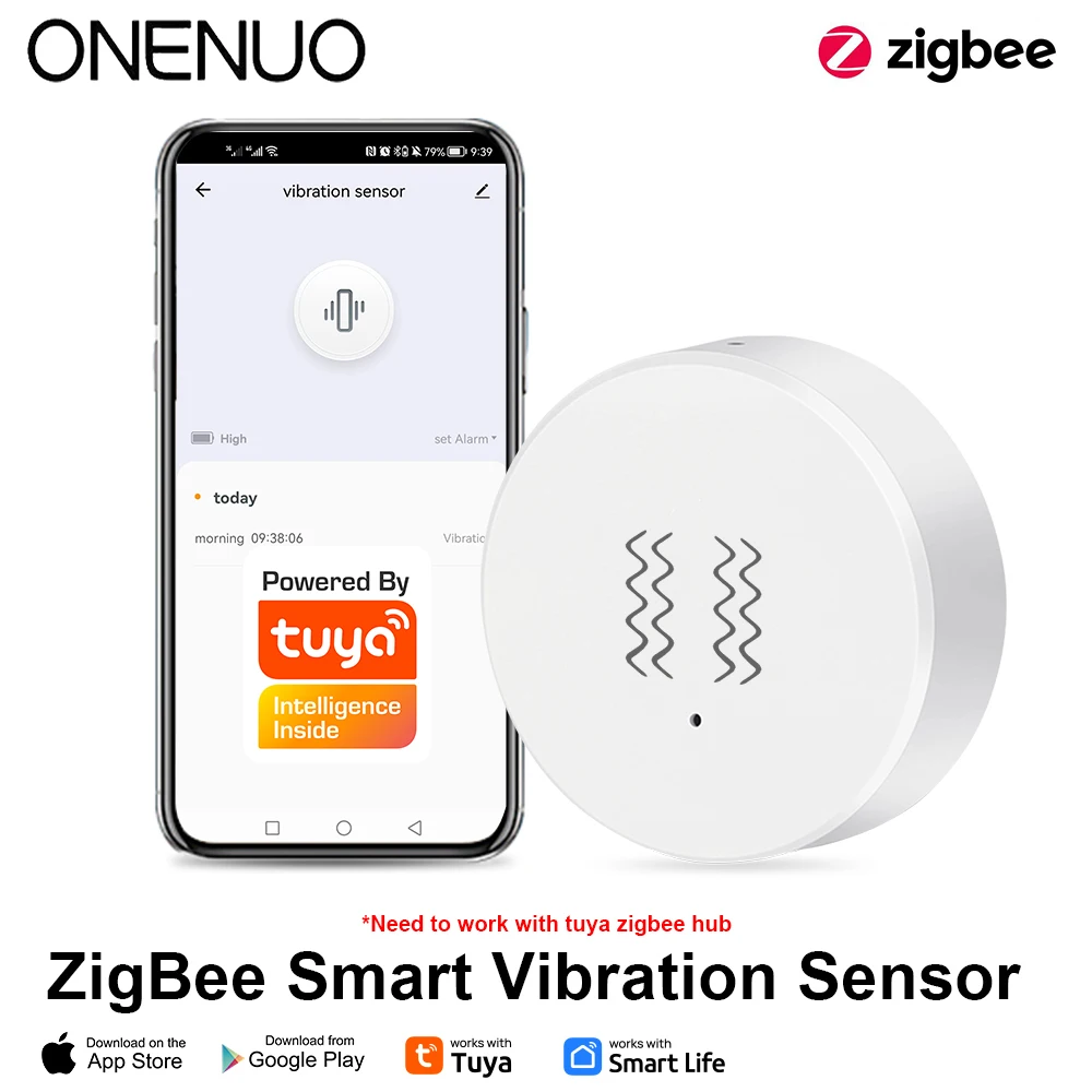 Zigbe Vibration Sensor Erkennung Sensor Tuya Smart Life App Benachrichtigung Echtzeit Motion Shock Alarm Record Image