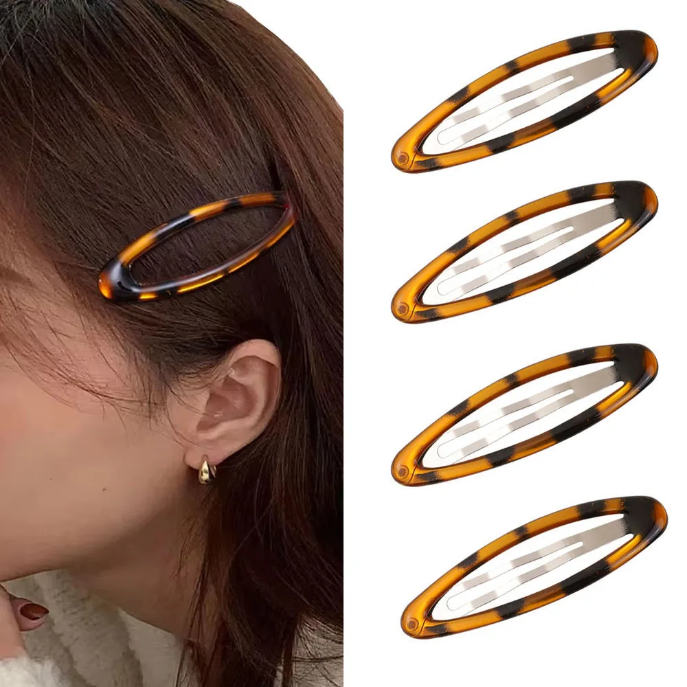 Vintage Leopard Haarspangen Y2K Niedlicher koreanischer Charme BB Haarspange Druck Kleber Ovale Haarspangen Student Frau Haarschmuck Image