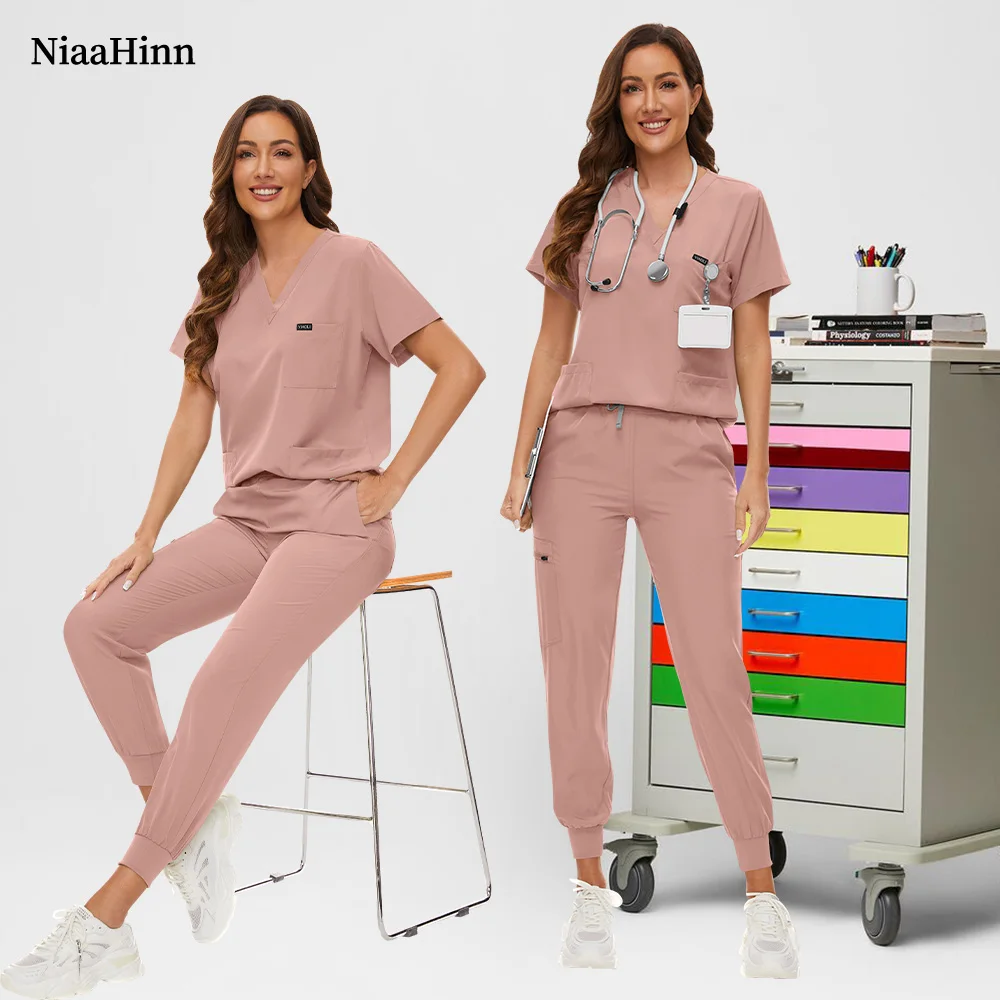 Mehrfarbige Krankenhaus Krankenschwester Arbeitskleidung Frauen Medizinische Uniform Scrubs Sets Arzt Kostüm Männer Pet Klinik Pflege Scrubs Anzug Großhandel Image