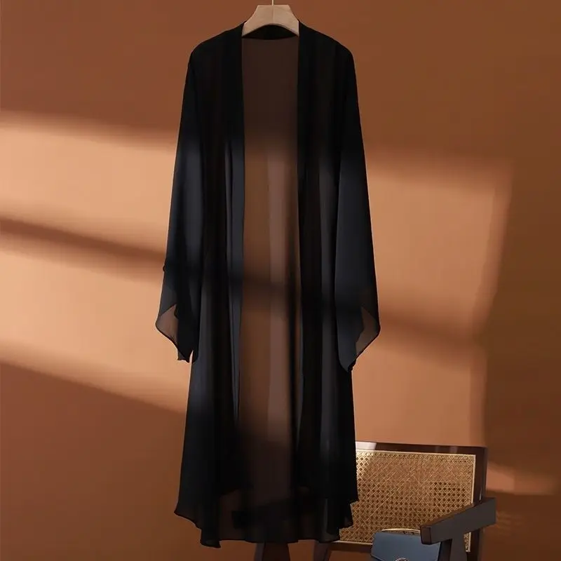 Neue Sommer-Sonnenschutzkleidung für Damen, Langer Cardigan, Chinesischer Hanfu-Mantel aus Chiffon, Damen-Schal-Oberbekleidung Image