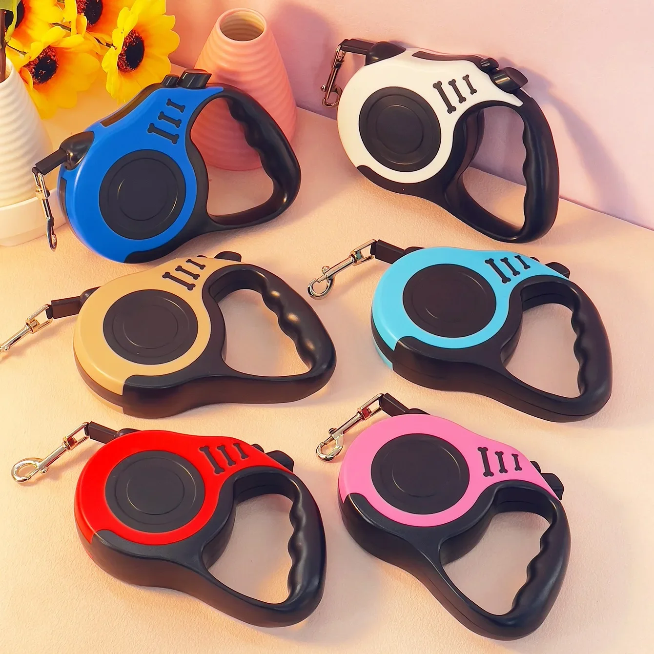 3 m 5 m Hundeleine, starke Nylon-Welpenleine für kleine, mittelgroße und große Hunde, Katzen, automatisch einziehbar, langlebig, Yorkshire-Haustierbedarf Image