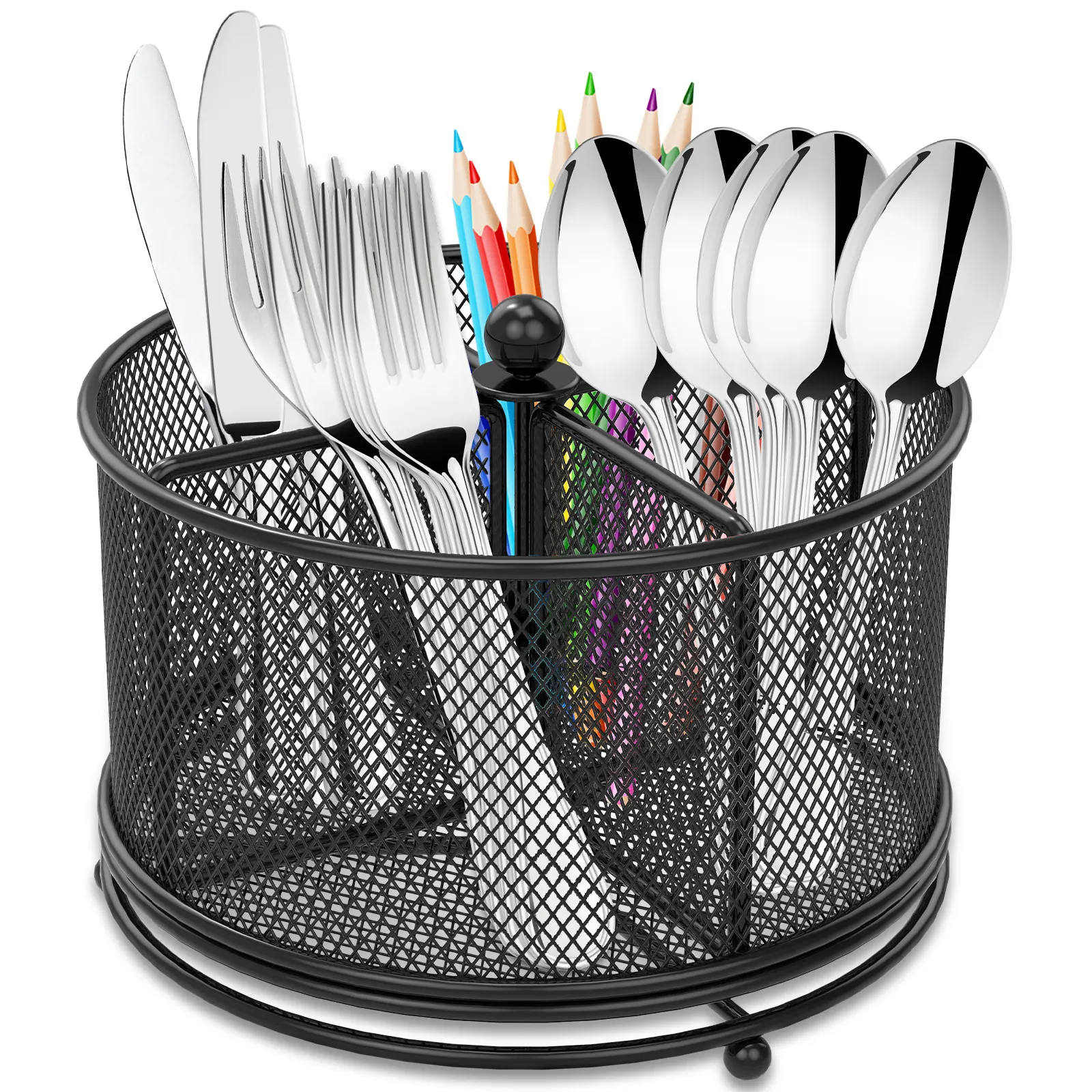 360 ° rotierendes Utensilien Caddy Küchen utensilien halter 6.7 × 6.7 × 5,1 Zoll Metall Utensilien Organizer 4-Fach Metall Utensilien Caddy